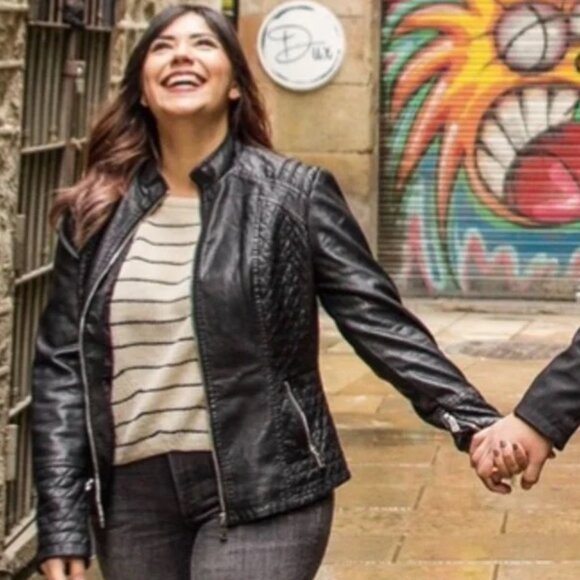 Lulus Heartlines Black Vegan Leather Moto Jacket - Picture 1 of 14